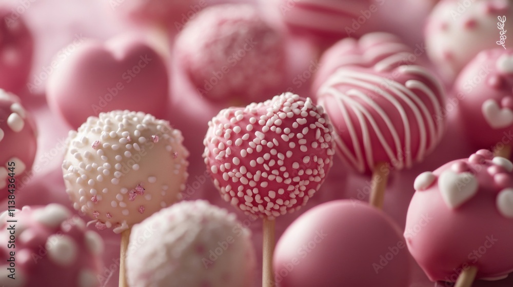 Pink and white cake pops on sticks a sweet treat Pink and white cake pops on sticks a sweet treat