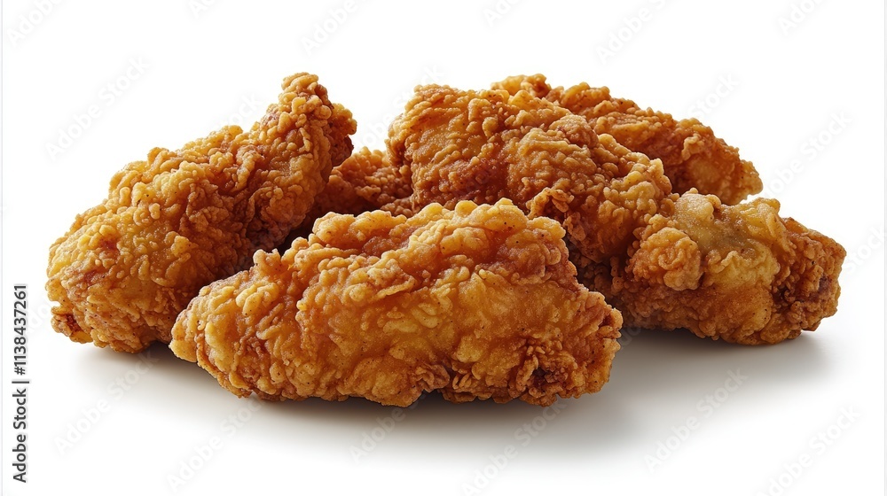 Four crispy fried chicken wings. Four crispy fried chicken wings.