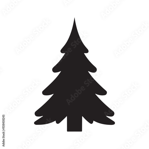 Black silhouette christmas trees vector stylized simple symbols