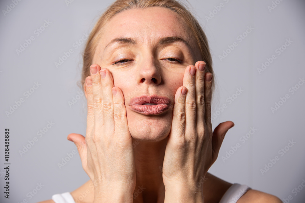 Beautiful woman doing facial massage in beauty studio Beautiful woman doing facial massage in beauty studio