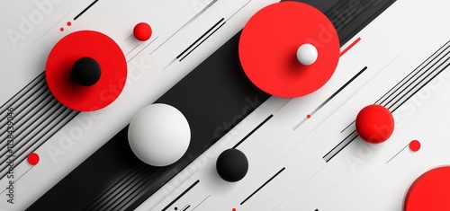 Abstract Red Black and Whit...