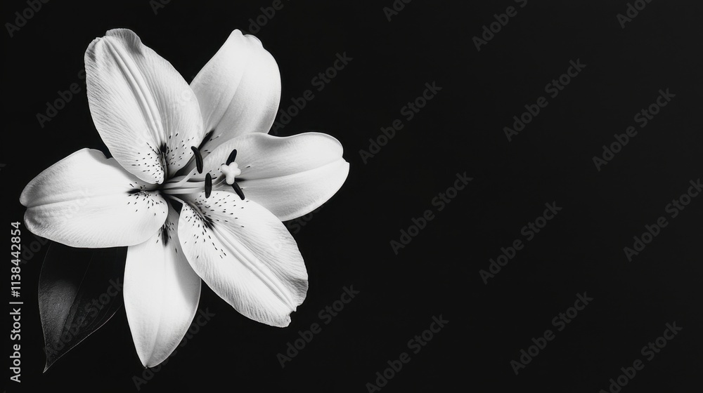 Fototapeta premium Elegant White Lily in Minimalist Setting on Black Background