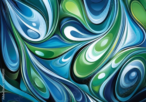Abstract Swirling Blue Gree...