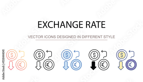 Exchange Rate icon design with white background stock illustration