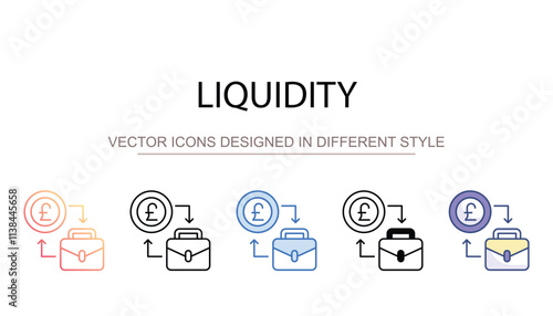Liquidity icon design with white background stock illustration