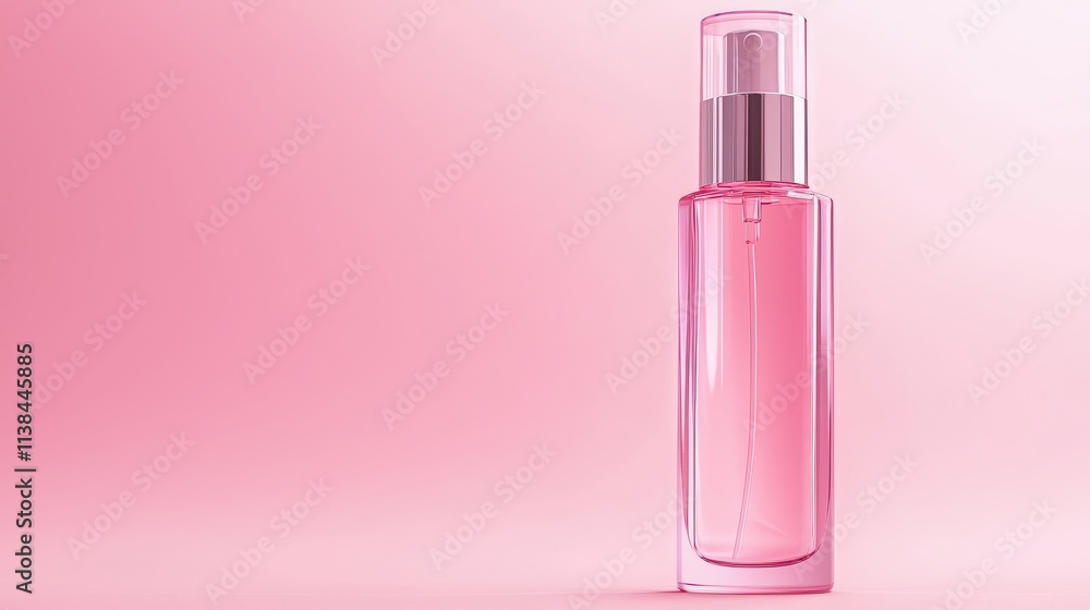Elegant and Minimalist Pink Perfume Bottle on Soft Pink Background for Beauty and Cosmetic Product Promotion and Advertising Elegant and Minimalist Pink Perfume Bottle on Soft Pink Background for Beauty and Cosmetic Product Promotion and Advertising