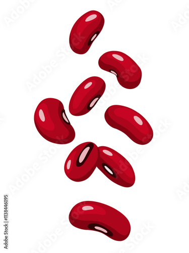 Red beans on a white background