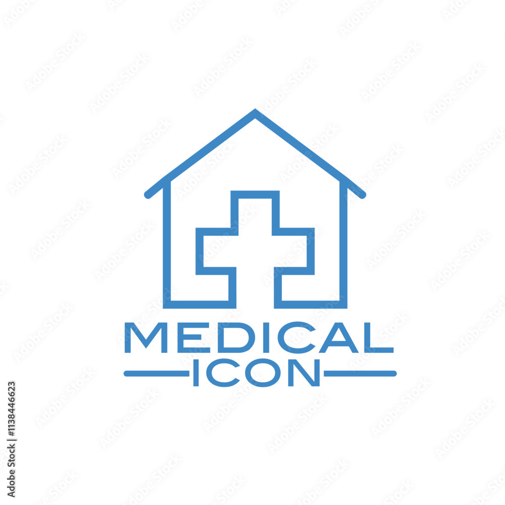 Modern Medical Cross Logo with House Outline for Healthcare, Clinics, and Hospitals Modern Medical Cross Logo with House Outline for Healthcare, Clinics, and Hospitals