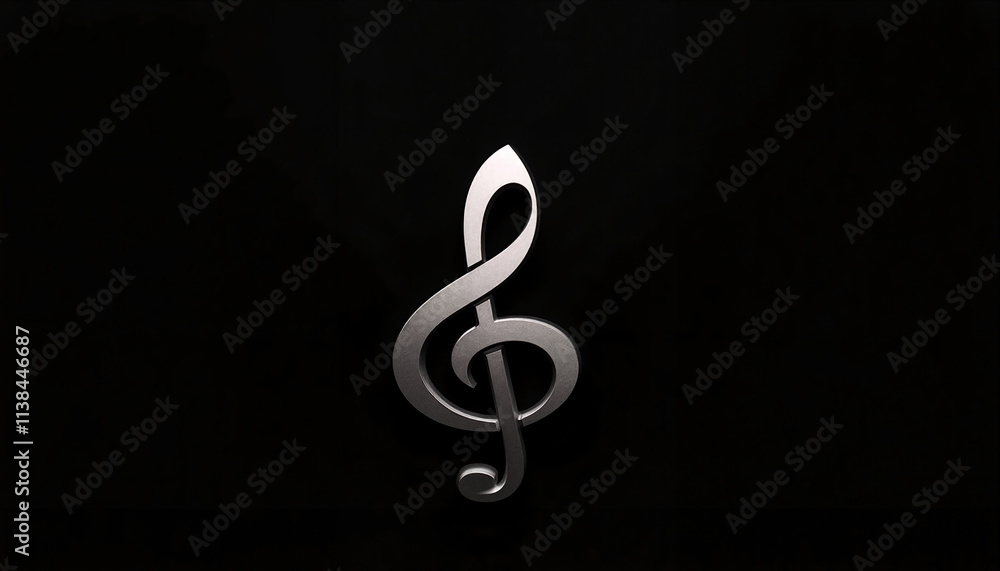 Geometric illustration of a treble clef, elegant and musical design, on a black background Geometric illustration of a treble clef, elegant and musical design, on a black background