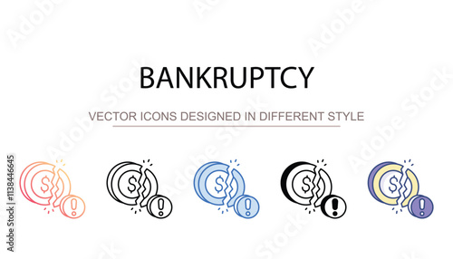 Bankruptcy icon design with white background stock illustration