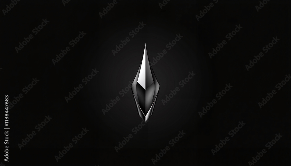 Fototapeta premium Geometric illustration of a black crystal, sleek and modern design, on a black background
