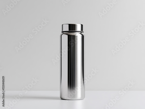 Sleek Stainless Steel Water Bottle Mockup  photo