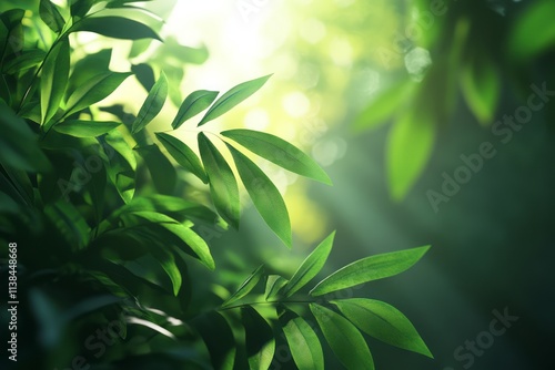 Lush Green Leaves Basking In Sunlight A Tranquil Scene