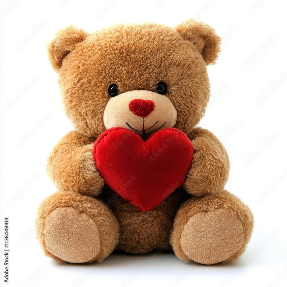 Fototapeta premium Teddy bear holding a heart isolated on white background