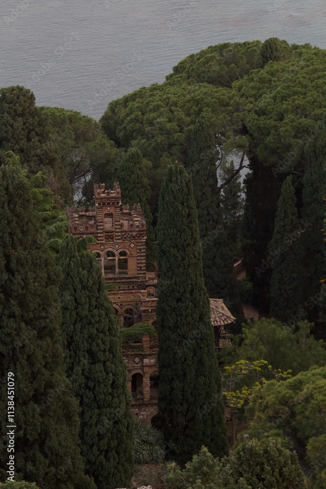 Close Up of Mediterranean Ruins Hidden in the Forest