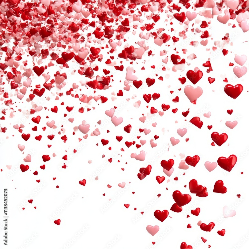 Pink and red hearts confetti isolated on white background Pink and red hearts confetti isolated on white background