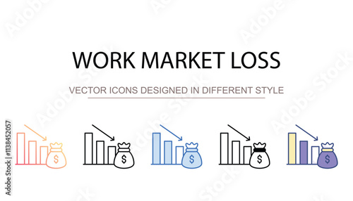 Work Market Loss icon design with white background stock illustration