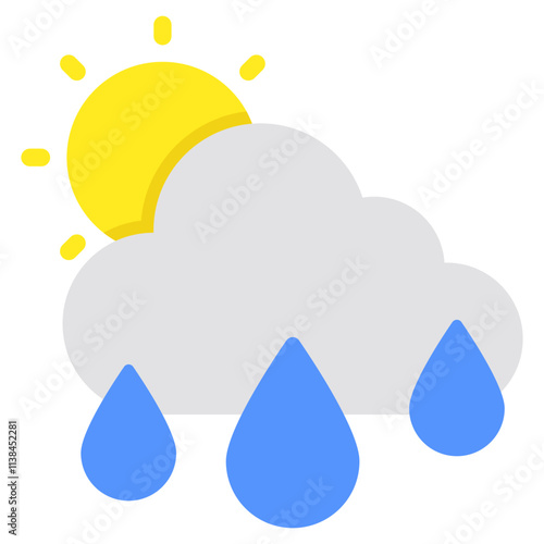A unique design icon of partly rainy day
