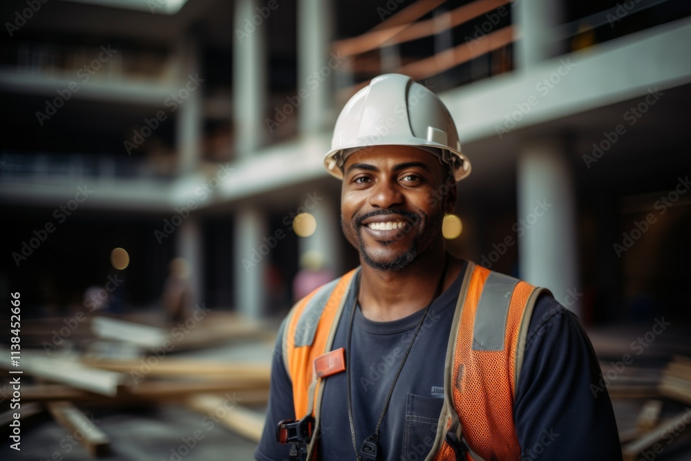 Portrait of a African American male construction worker Portrait of a African American male construction worker