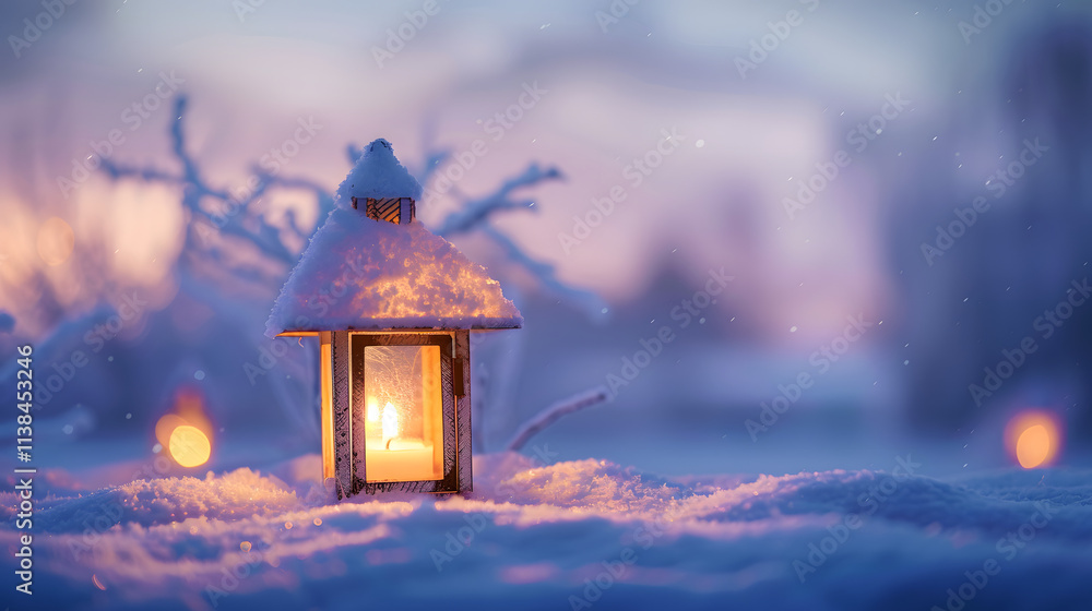 candle lantern / lamp in deep snowy landscape. candle lantern / lamp in deep snowy landscape.