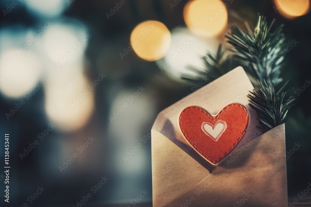 A heart shaped cookie inside an envelope, perfect for romantic gestures or special occasions A heart shaped cookie inside an envelope, perfect for romantic gestures or special occasions