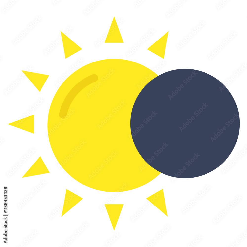 A trendy design icon of moon eclipse