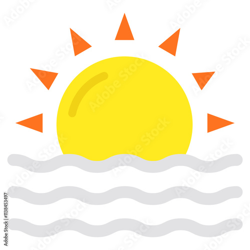 An eye catching icon of sunrise in flat design