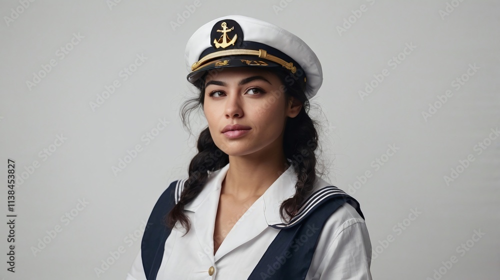 Woman sailor isolated on the white background Woman sailor isolated on the white background