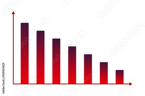 Free Download Decreasing concept. A bar chart with vibrant gradient bars gradually decreasing in height against a white backdrop. For reduction or decline themes. - GFXLoad