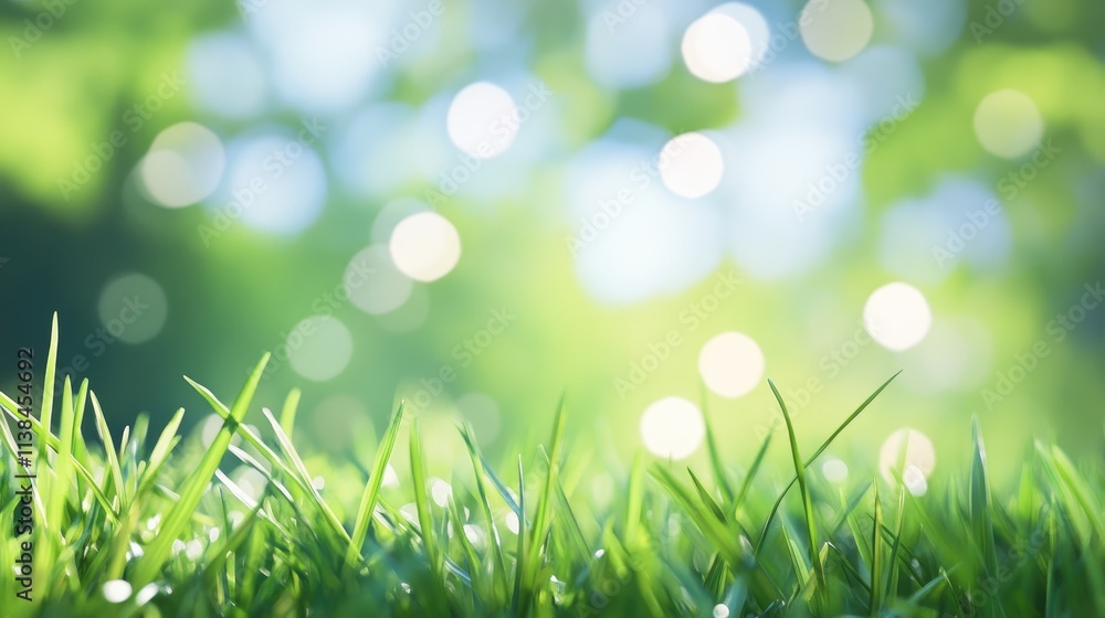 Blurred natural landscape with green grass and soft bokeh background creating a serene and calming atmosphere for nature themes Blurred natural landscape with green grass and soft bokeh background creating a serene and calming atmosphere for nature themes