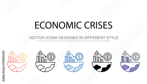 Economic Crises icon design with white background stock illustration