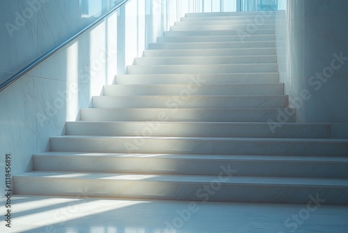 A simple white staircase with white steps leading upwards