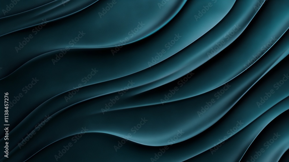 Obraz premium Abstract wavy texture in deep teal tones, creating a sense of depth and movement.