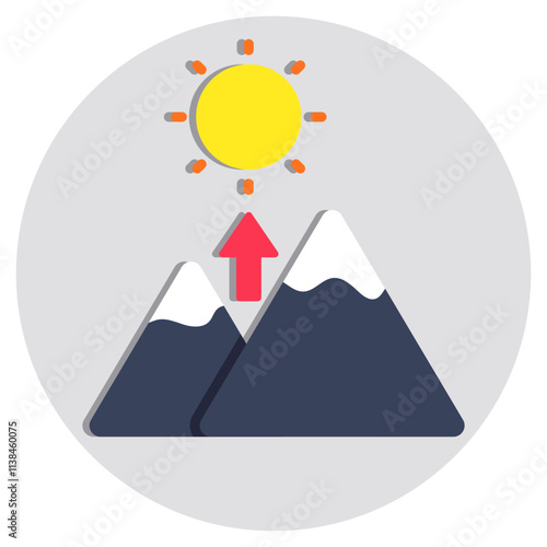 An eye catching icon of sunrise in flat design