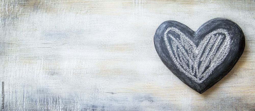 Fototapeta premium Chalk art black heart design on a white background with decorative lines showcasing creativity and artistic expression in a minimalist style