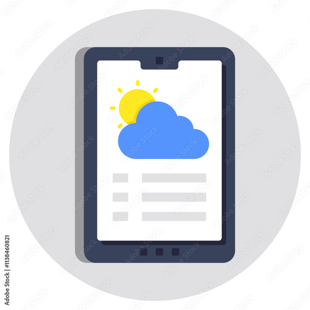 Mobile weather app icon in premium style Mobile weather app icon in premium style