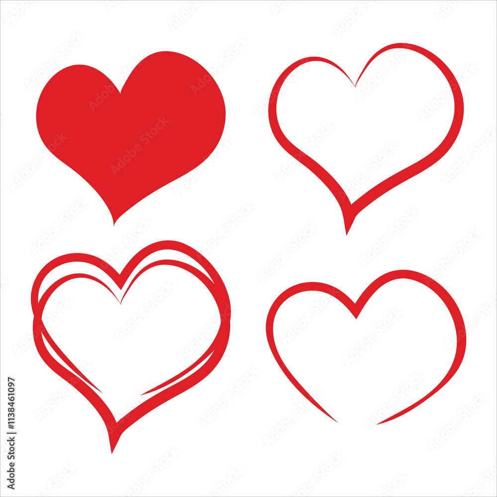 Vector hearts set. Different style and shape. Vector hearts set. Different style and shape.