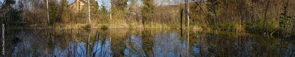 Closeup landscape of pond at southeastern edge of Skhidnytsia. Closeup landscape of pond at southeastern edge of Skhidnytsia.