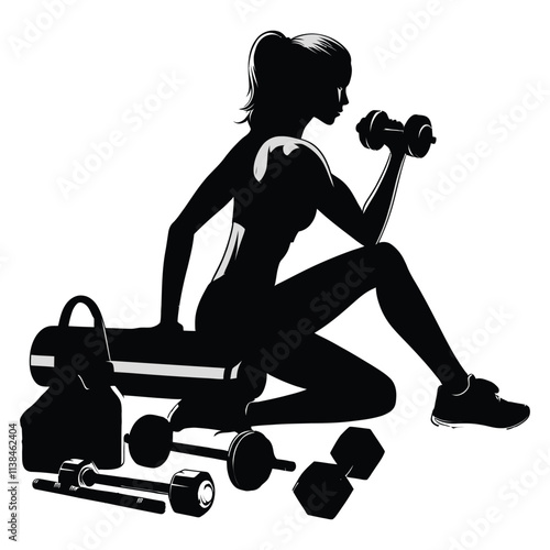 Silhouettes of Athletic Men, Power Athletic, Strong Man, Barbell, Bodybuilding, Gym, Sportsman, Vector