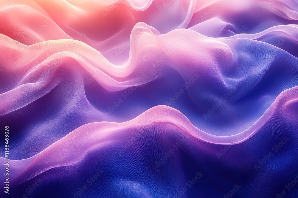 Purple and pink wave of fabric with a blue background Purple and pink wave of fabric with a blue background