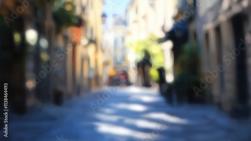 Charming blurred street scene in an old town creating an artistic ambiance and soft lighting perfect for backgrounds and travel designs