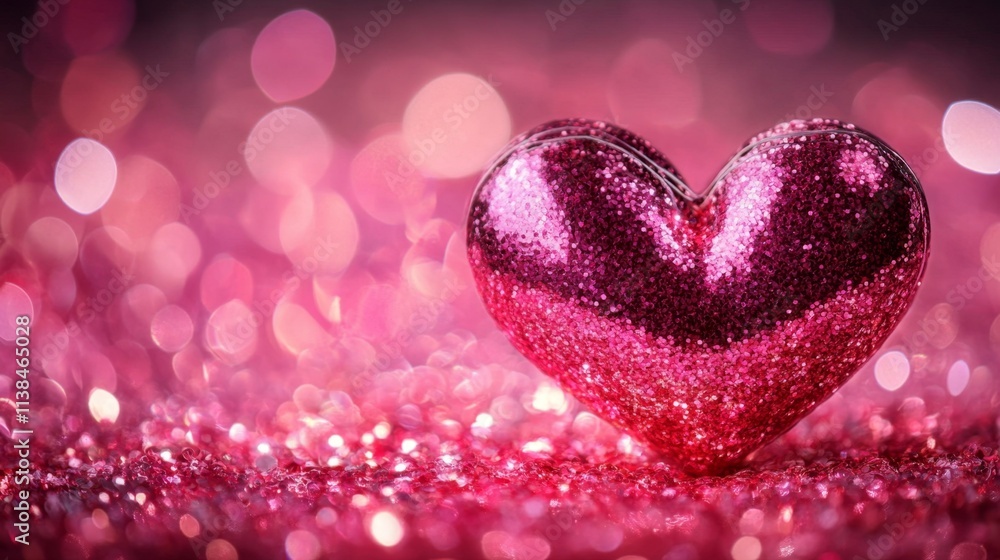 Obraz premium Valentines Shiny Pink Glitter Background With Defocused Abstract Lights