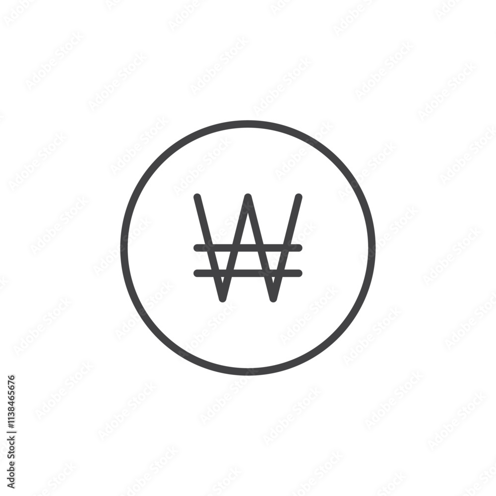 Won icon Logo symbol outline set Won icon Logo symbol outline set