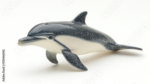 Gray dolphin figurine on white background. photo