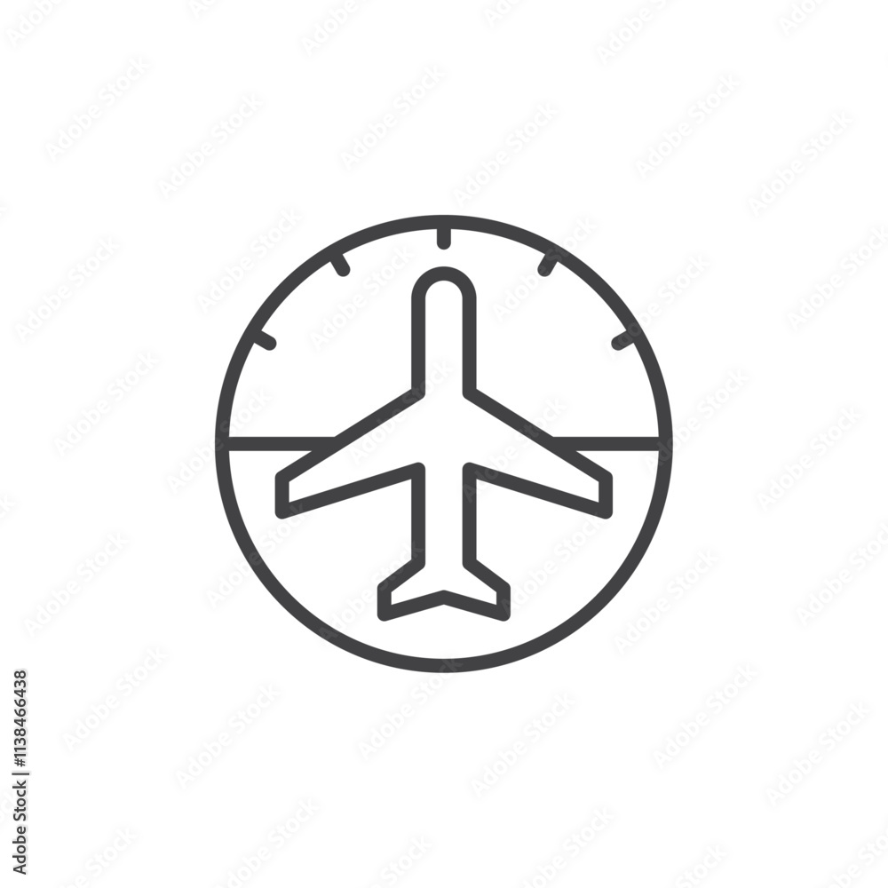 Airplane meter icon Logo symbol outline set Airplane meter icon Logo symbol outline set