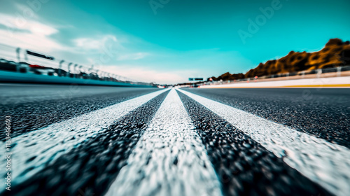 Empty Race Track with Motion Blur and Blue Sky photo