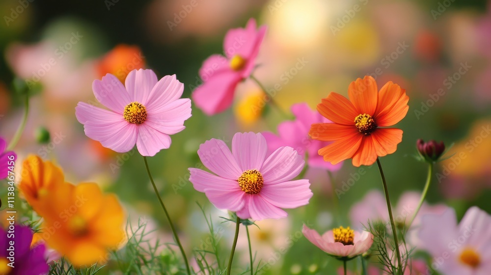 Colorful spring flowers blooming in a garden with a soft blurred background creating a peaceful and vibrant atmosphere Colorful spring flowers blooming in a garden with a soft blurred background creating a peaceful and vibrant atmosphere