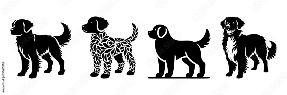 Black Dog Outline Vector Illustration – Editable with Transparent Background Black Dog Outline Vector Illustration – Editable with Transparent Background