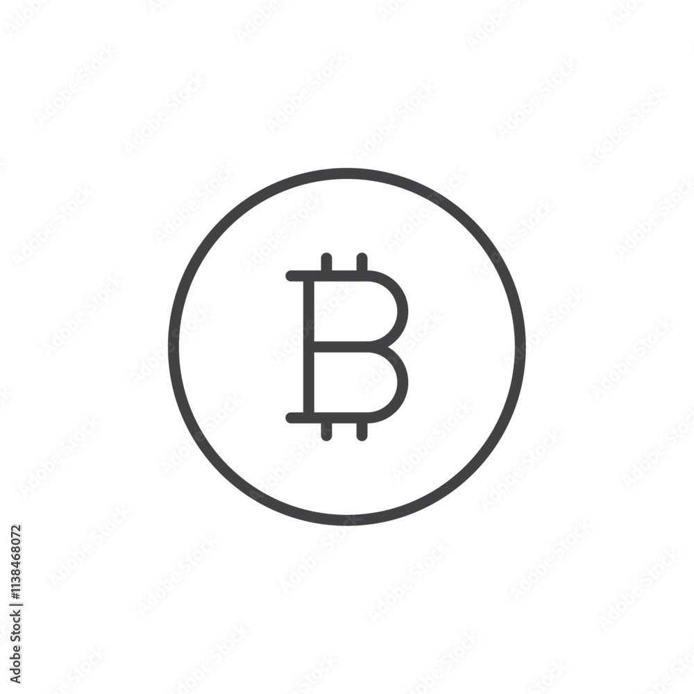 Bitcoin icon Logo symbol outline set Bitcoin icon Logo symbol outline set