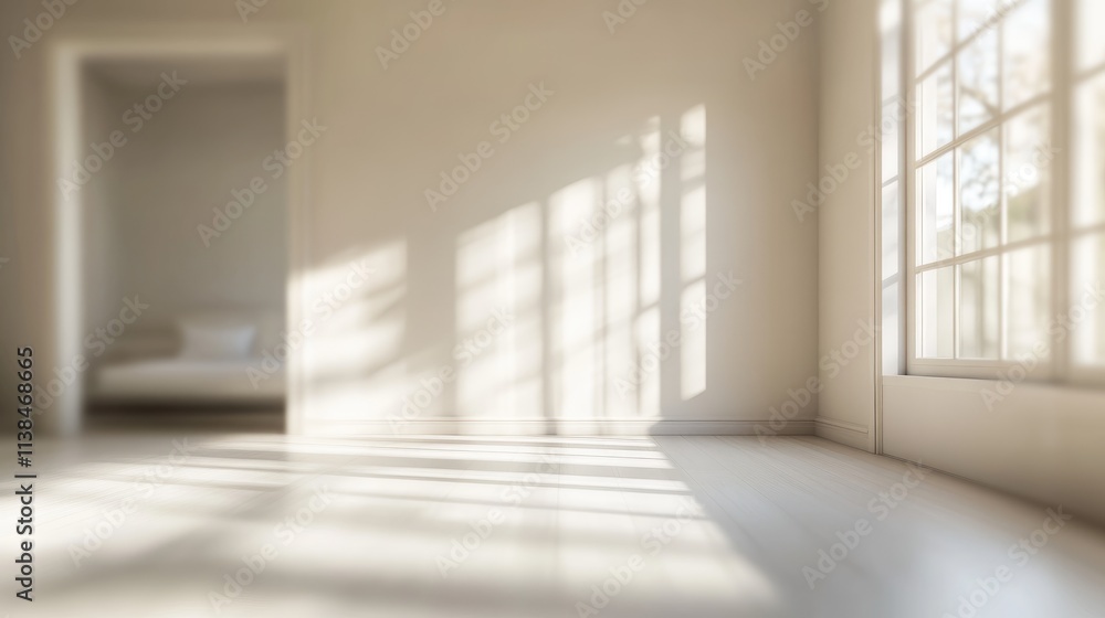 Obraz premium softly blurred serene interior with sunlight streaming through the window creating peaceful atmosphere in minimalistic design room